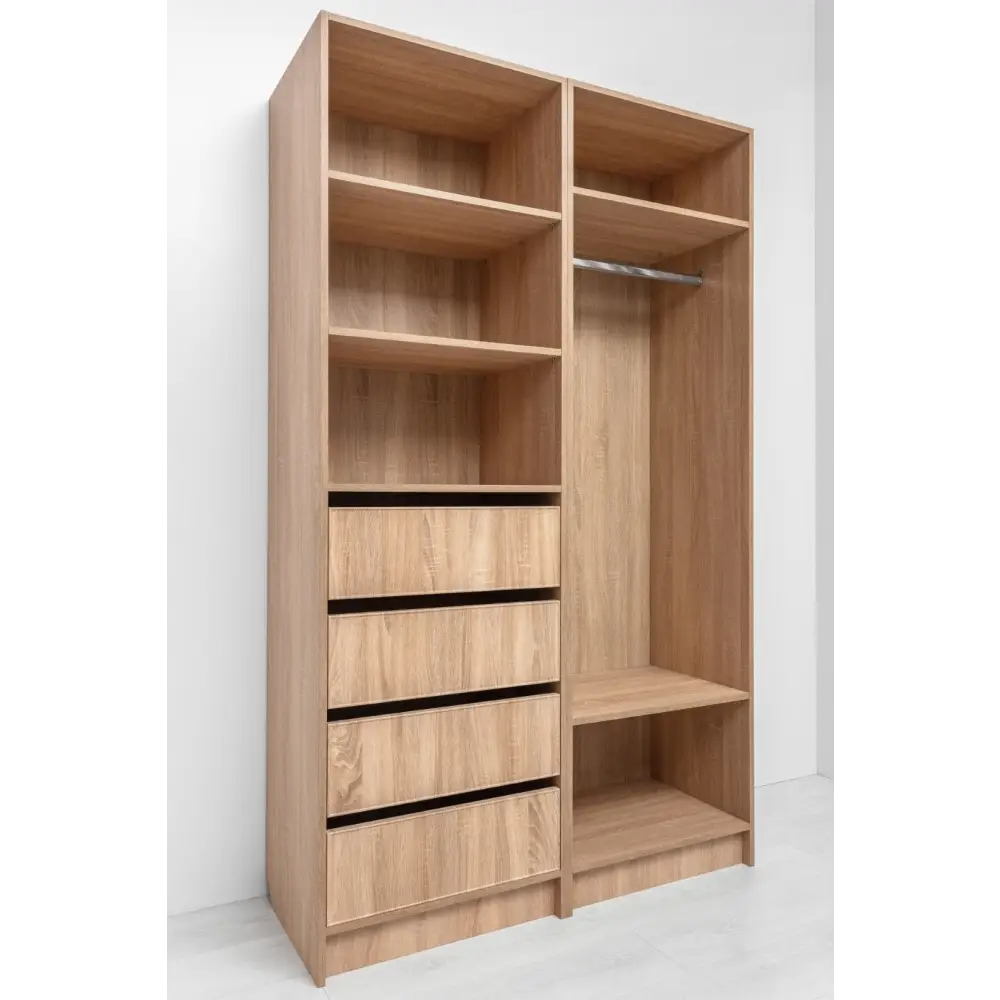 MALMO THREE SHELF/FOUR DRAWER WALK IN WARDROBE - SLIM SHAKER - NATURAL OAK - Home & Garden > Storage > Clothing &