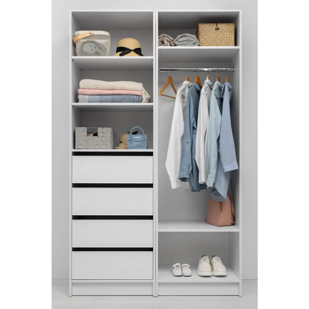 MALMO THREE SHELF/FOUR DRAWER WALK IN WARDROBE - SLIM SHAKER - WHITE - Home & Garden > Storage > Clothing & Wardrobe