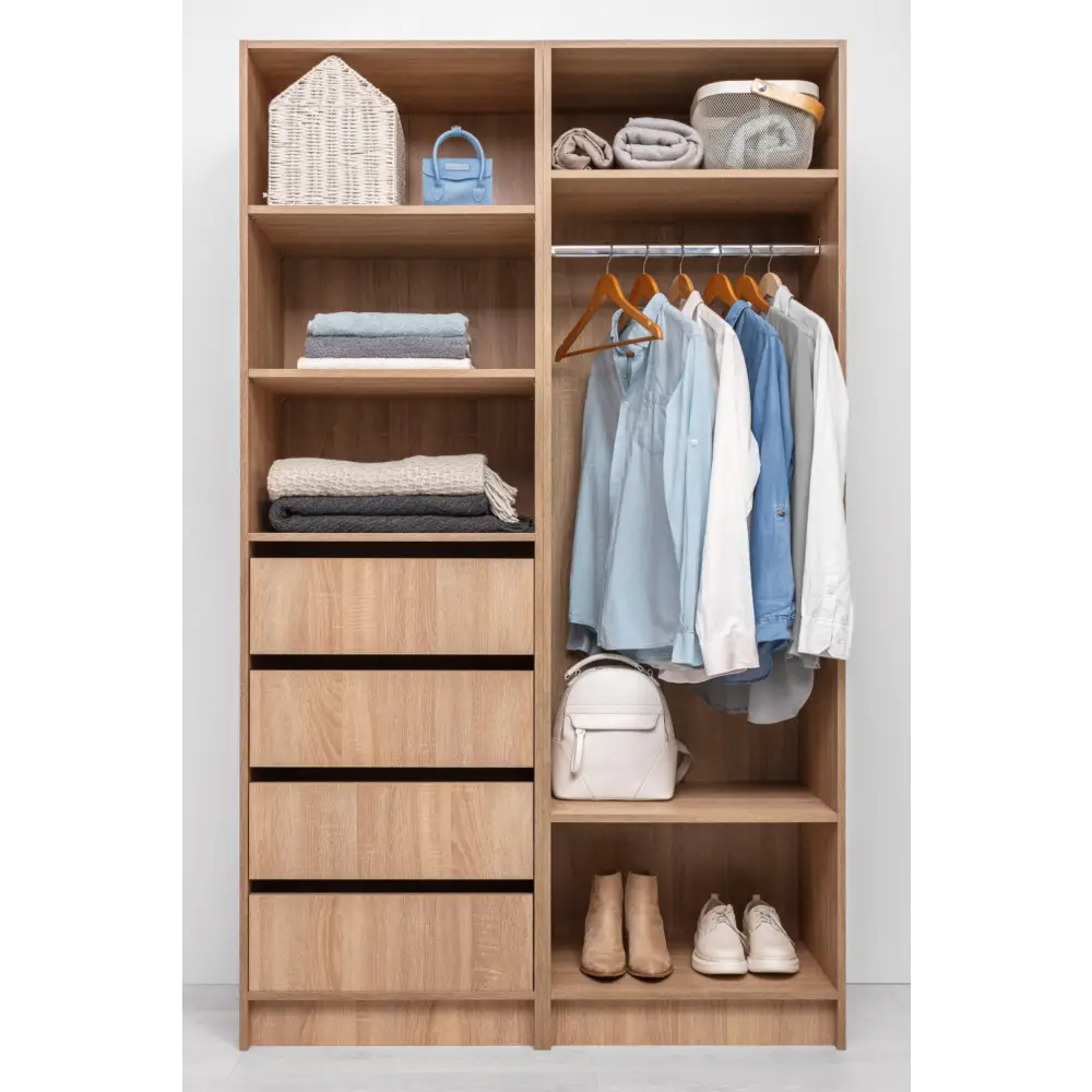 MALMO TWO SHELF/HANGRAIL WALK IN WARDROBE - NATURAL OAK - Home & Garden > Storage > Clothing & Wardrobe Storage