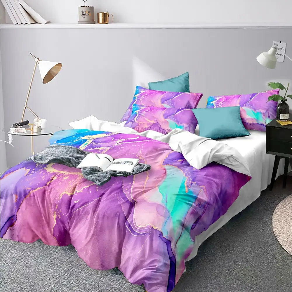 Marble Comforter Set Queen Size Warm Quilted Microfiber Bedding - Home & Garden > Bedding > Quilts & Duvets
