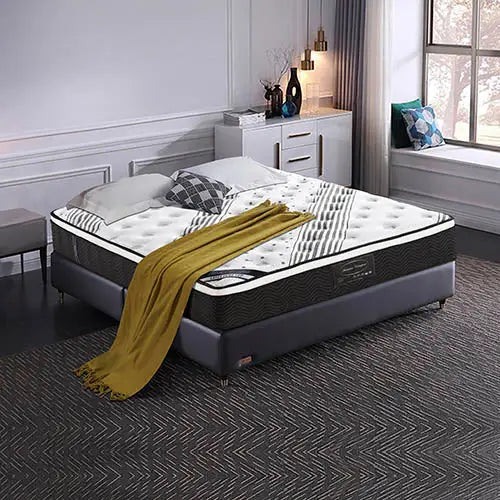 Mattress Euro Top Queen Size Pocket Spring Coil with Knitted Fabric Medium Firm 33cm Thick - Furniture > Mattresses