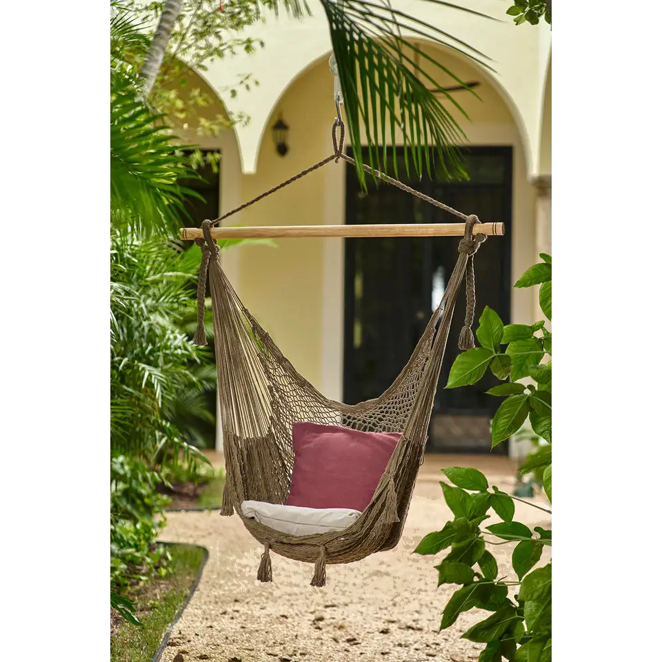 Mayan Legacy Extra Large Outdoor Cotton Mexican Hammock Chair in Cedar Colour - Home & Garden > Hammocks