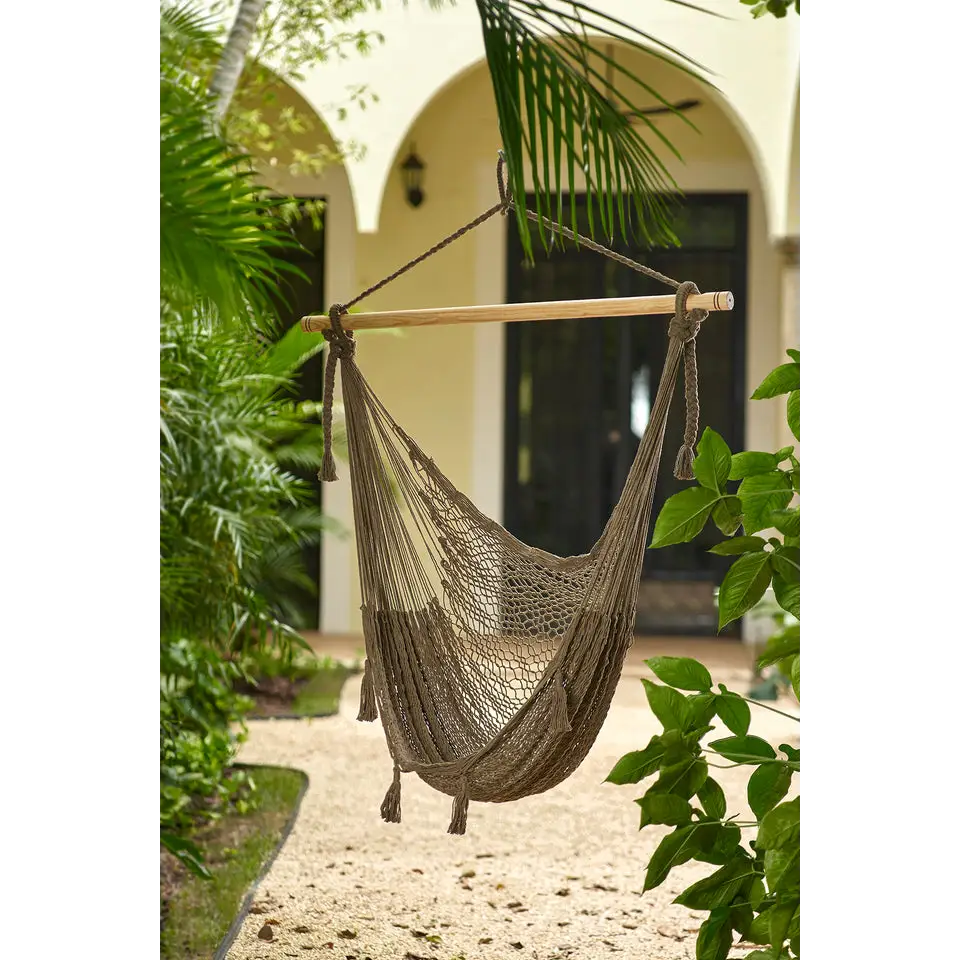 Mayan Legacy Extra Large Outdoor Cotton Mexican Hammock Chair in Cedar Colour - Home & Garden > Hammocks
