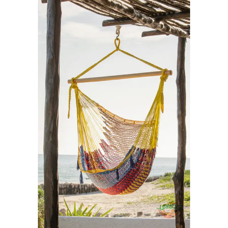 Mayan Legacy Extra Large Outdoor Cotton Mexican Hammock Chair in Confeti Colour - Home & Garden > Hammocks