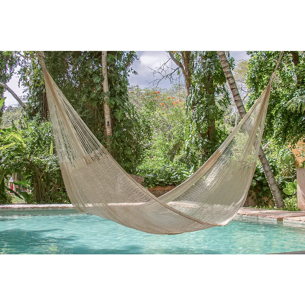 Mayan Legacy Jumbo Size Super Nylon Mexican Hammock in Cream Colour - Home & Garden > Hammocks