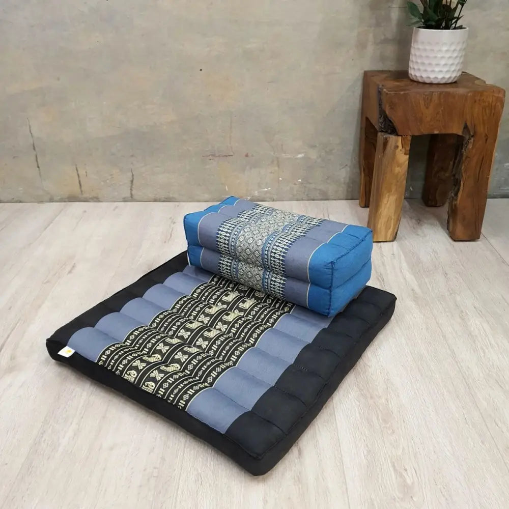 Meditation Cushion + Seating Block Set TTP-StBluEle-YB-Blue - Home & Garden > Decor