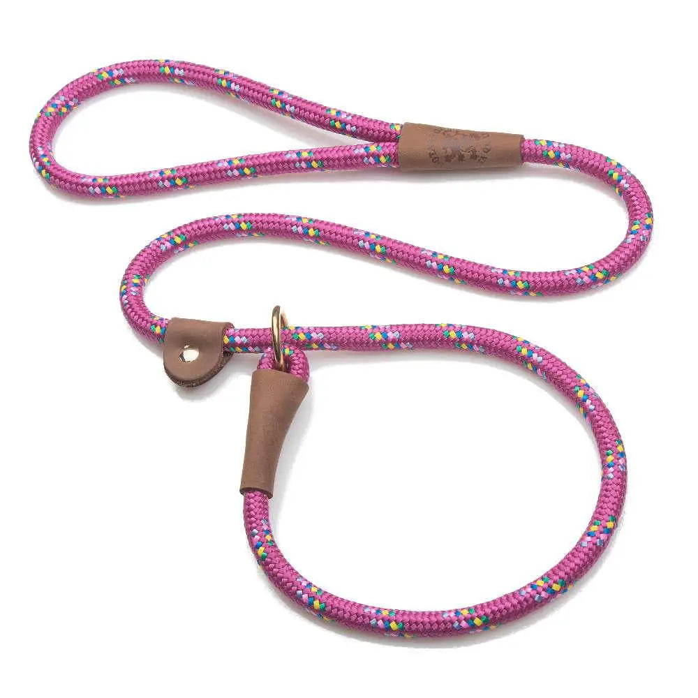 Mendota British Style Slip Leash - Length 1/2in x 4ft(13mm x 1.2m) - Raspberry Confetti - Pet Care > Dog Supplies > Dog