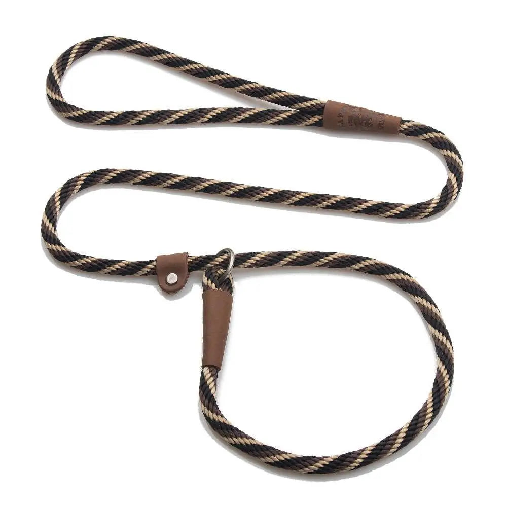 Mendota British Style Slip Leash - Length 1/2in x 4ft(13mm x 1.2m) - Twist - Mocha - Pet Care > Dog Supplies > Dog