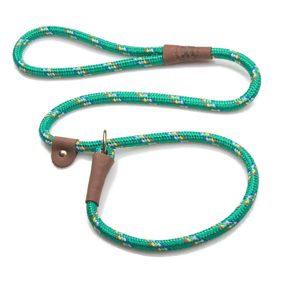 Mendota British Style Slip Leash - Length 1/2in x 4ft(13mm x 1.2m) - Kelly Green Confetti - Pet Care > Dog Supplies >