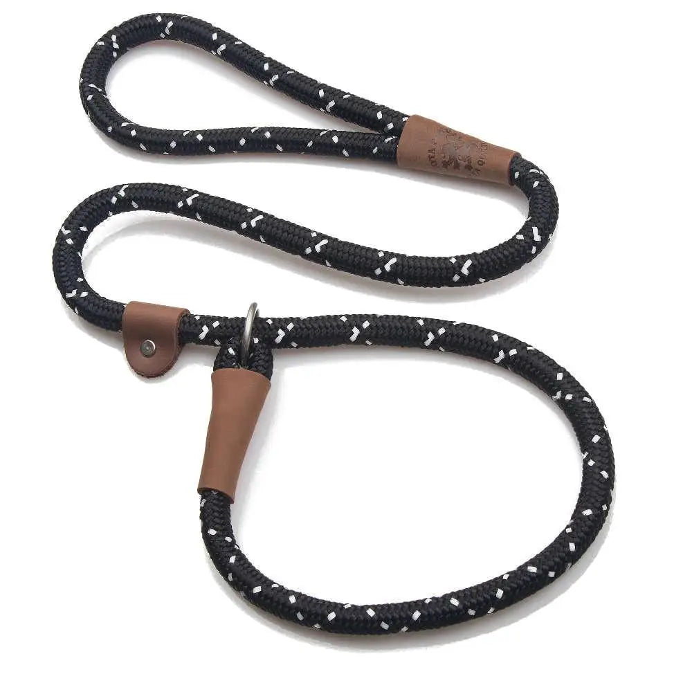 Mendota British Style Slip Leash - Length 1/2in x 4ft(13mm x 1.2m) - Night Viz - Black - Pet Care > Dog Supplies > Dog
