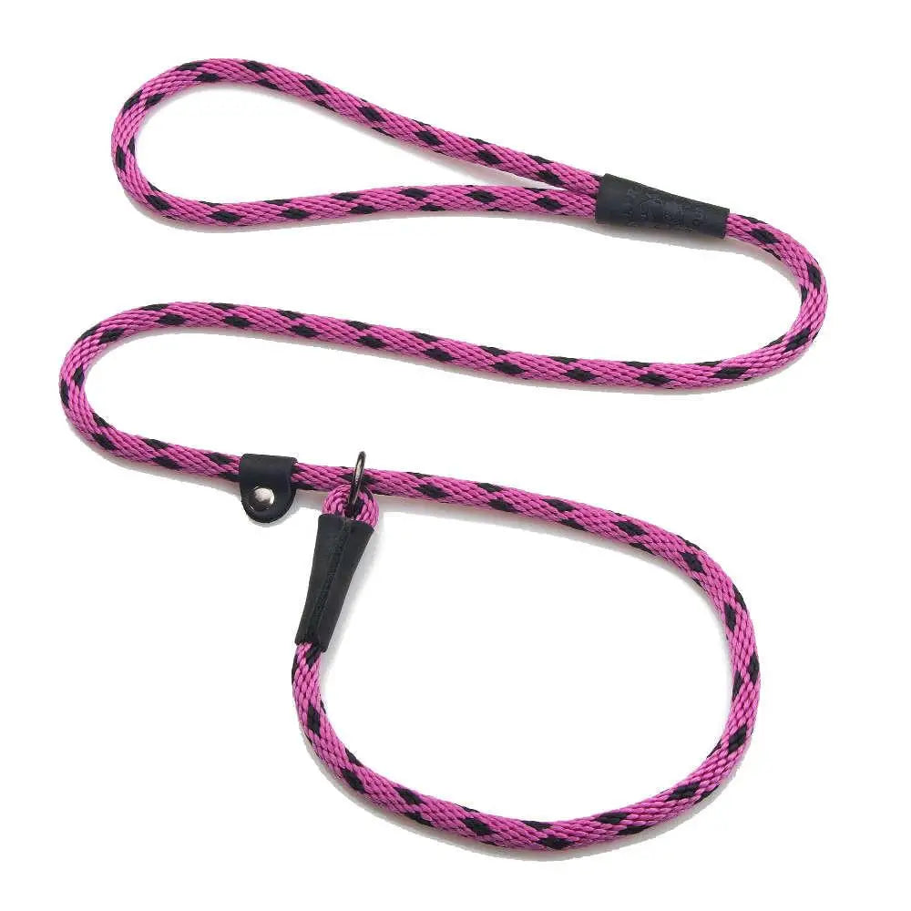 Mendota British Style Slip Leash - Length 1/2in x 6ft(13mm x 1.8m) - Black Ice - Raspberry - Pet Care > Dog Supplies >