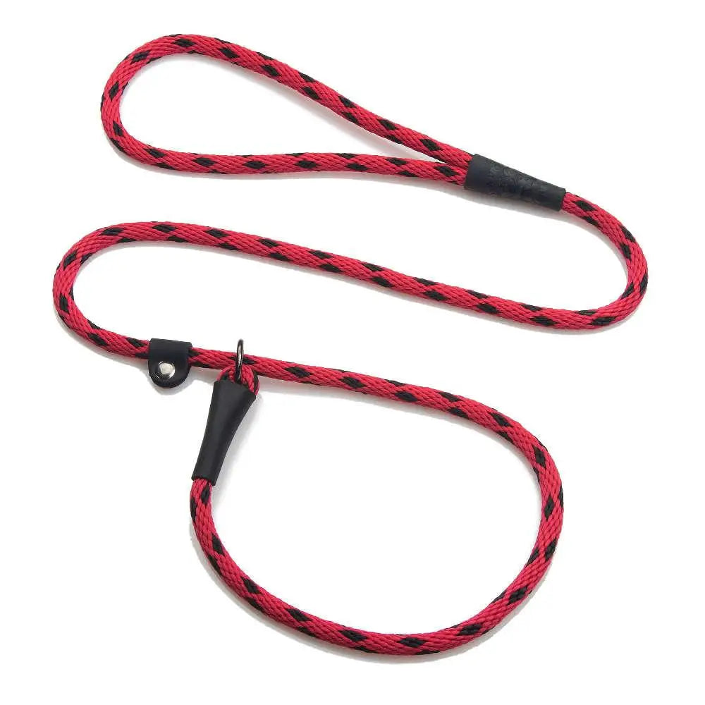 Mendota British Style Slip Leash - Length 1/2in x 6ft(13mm x 1.8m) - Black Ice - Red - Pet Care > Dog Supplies > Dog