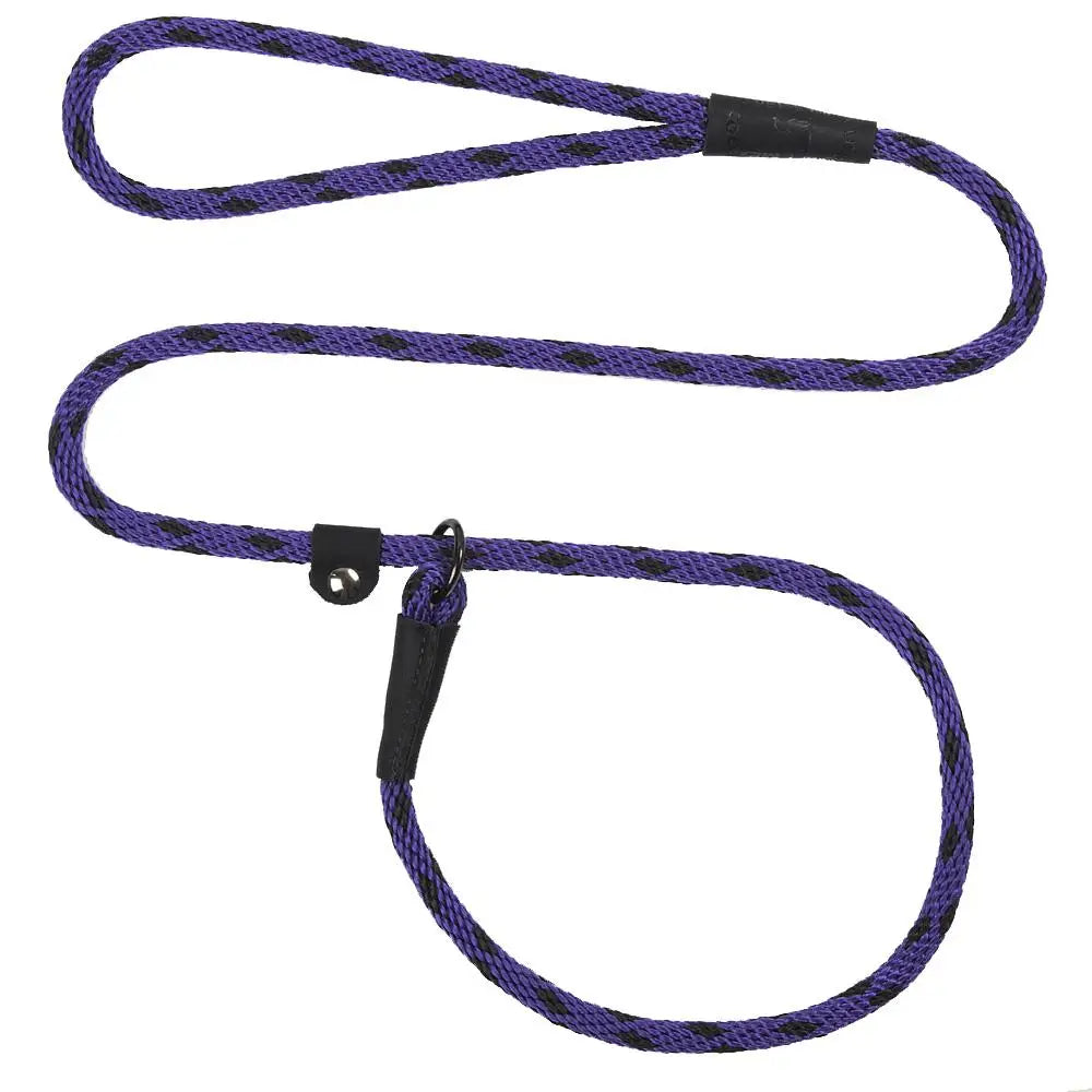 Mendota British Style Slip Leash - Length 3/8in x 4ft(10mm x 1.2m) - Black Ice - Purple - Pet Care > Dog Supplies > Dog