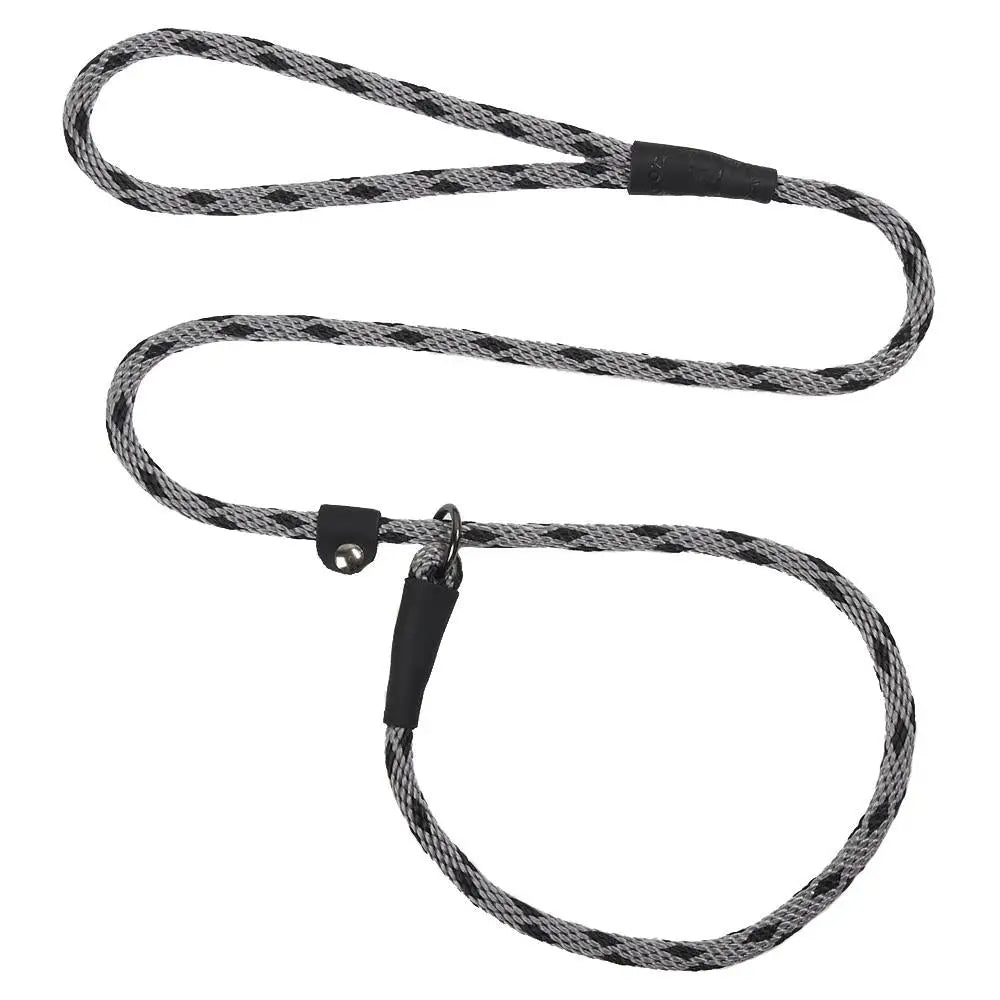 Mendota British Style Slip Leash - Length 3/8in x 4ft(10mm x 1.2m) - Black Ice - Silver - Pet Care > Dog Supplies > Dog