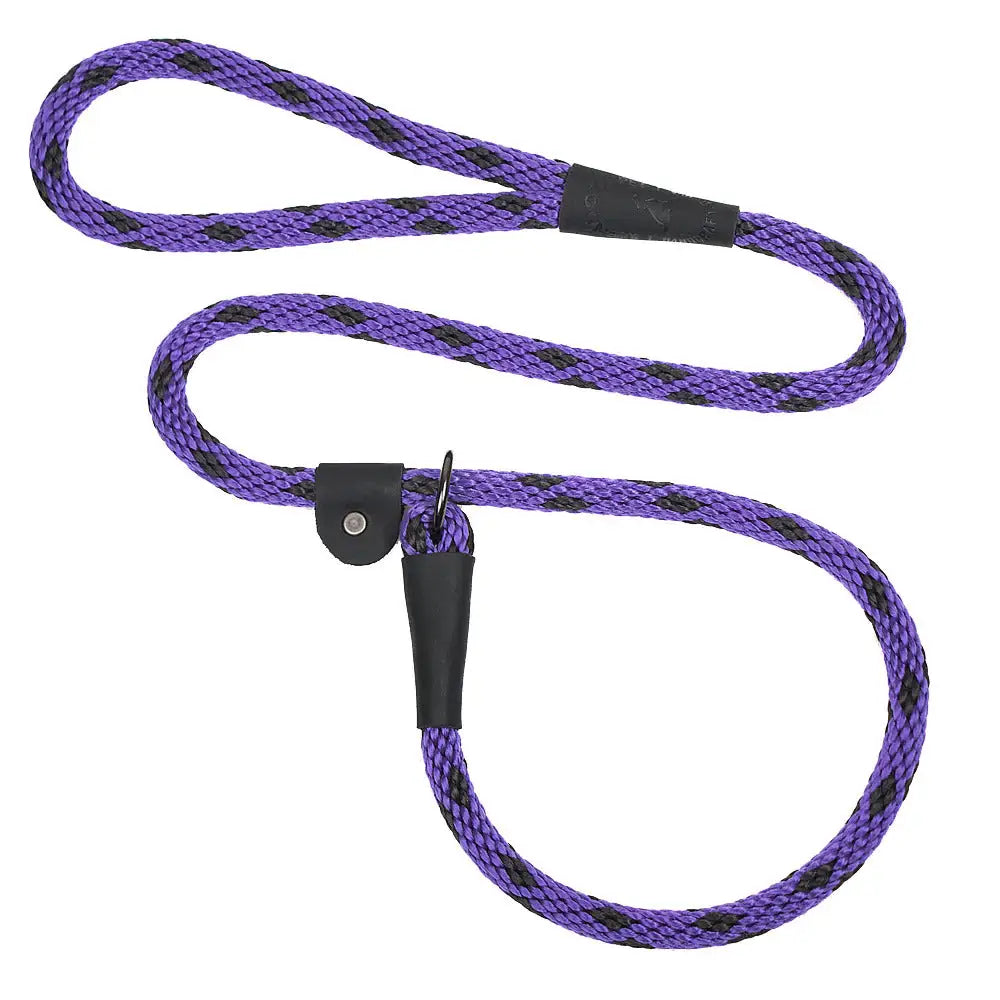 Mendota British Style Slip Leash - Length 3/8in x 6ft(10mm x 1.8m) - Black Ice - Purple - Pet Care > Dog Supplies > Dog