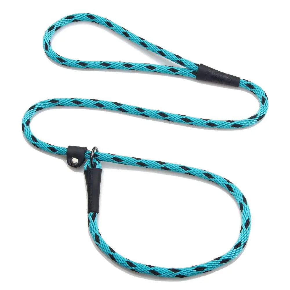 Mendota British Style Slip Leash - Length 3/8in x 6ft(10mm x 1.8m) - Black Ice - Turquoise - Pet Care > Dog Supplies >