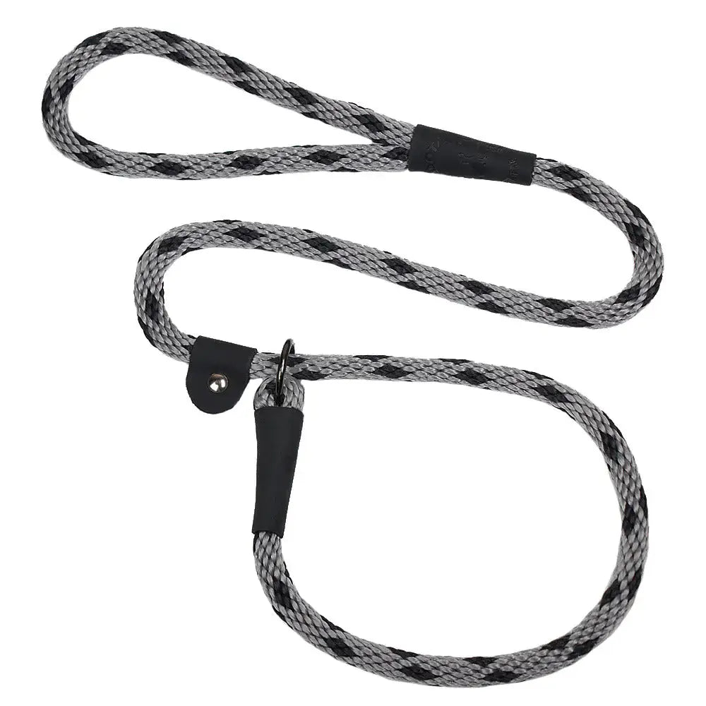 Mendota British Style Slip Leash - Length 3/8in x 6ft(10mm x 1.8m) - Black Ice - Silver - Pet Care > Dog Supplies > Dog