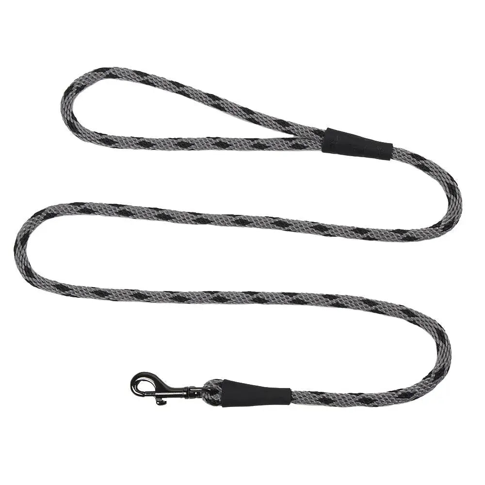 Mendota Clip Leash Large - lengths 1/2in x 6ft(13mm x1.8m) Made in the USA - Black Ice - Silver - Pet Care > Dog