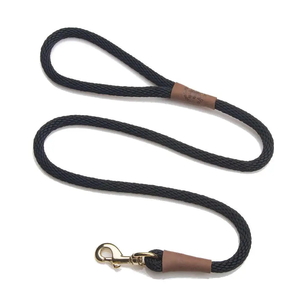 Mendota Clip Leash Large - lengths 1/2in x 6ft(13mm x1.8m) Made in the USA - Black - Pet Care > Dog Supplies > Dog