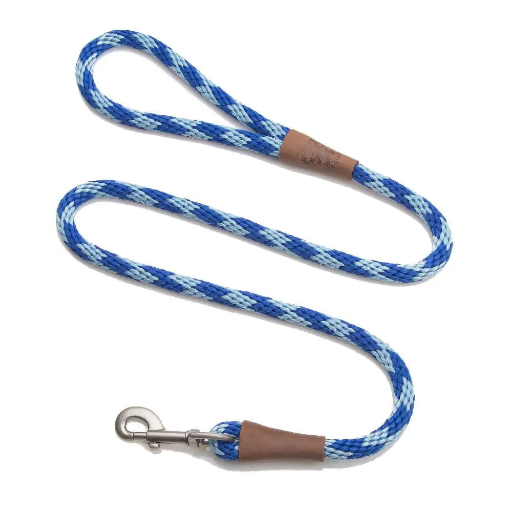 Mendota Clip Leash Small - lengths 3/8in x 4ft(10mm x1.2m) Made in the USA - Diamond - Sapphire - Pet Care > Dog