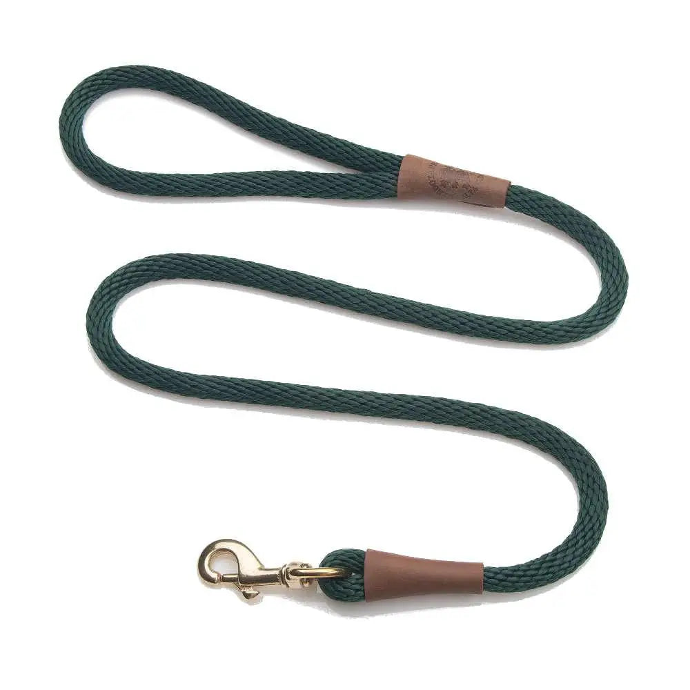 Mendota Clip Leash Small - lengths 3/8in x 4ft(10mm x1.2m) Made in the USA - Hunter Green - Pet Care > Dog Supplies >