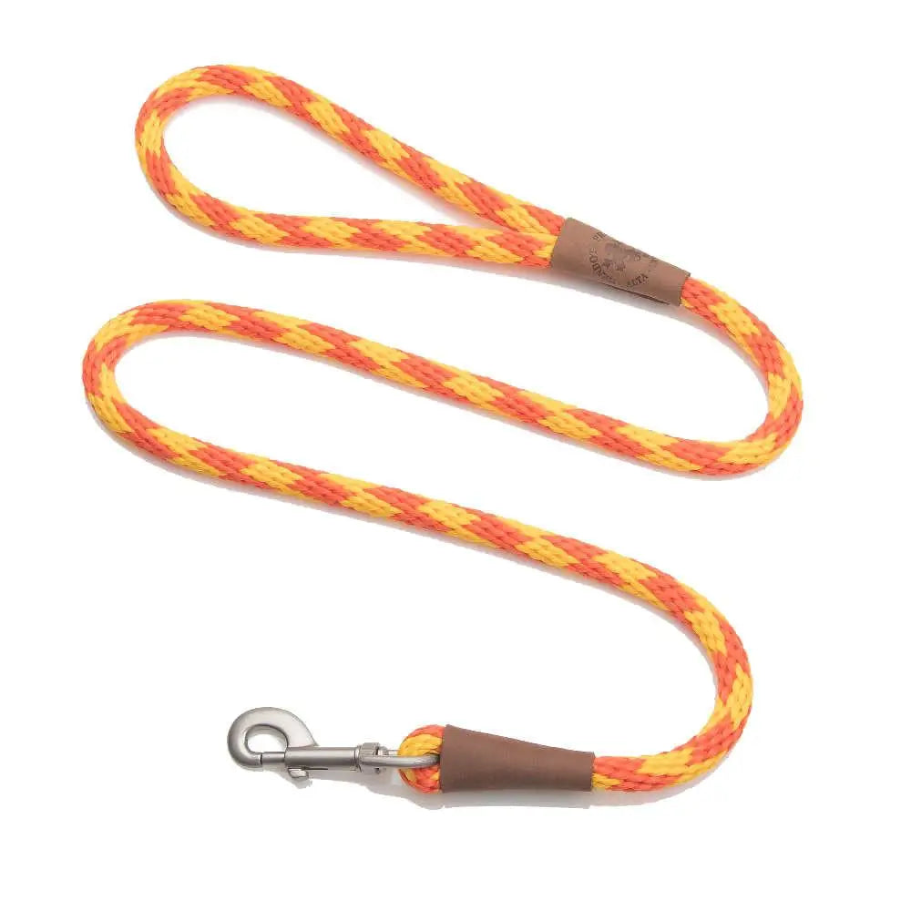Mendota Clip Leash Small - lengths 3/8in x 4ft(10mm x1.2m) Made in the USA - Diamond - Amber - Pet Care > Dog Supplies