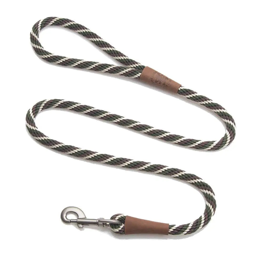 Mendota Clip Leash Small - lengths 3/8in x 4ft(10mm x1.2m) Made in the USA - Twist - Woodlands - Pet Care > Dog