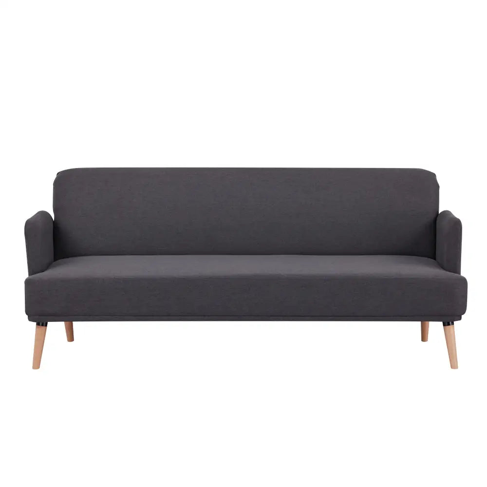 Merlin 3 Seater Sofa Futon Bed Fabric Lounge Couch - Charcoal - Furniture > Sofas