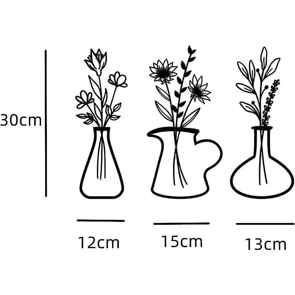 Metal Iron Flower Vase Wall Art Decoration - Home & Garden > Wall Art