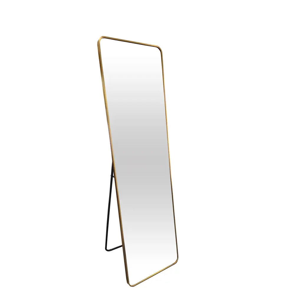 Metal Rectangle Gold Free Standing Mirror - 50cm x 170cm - Home & Garden > Decor