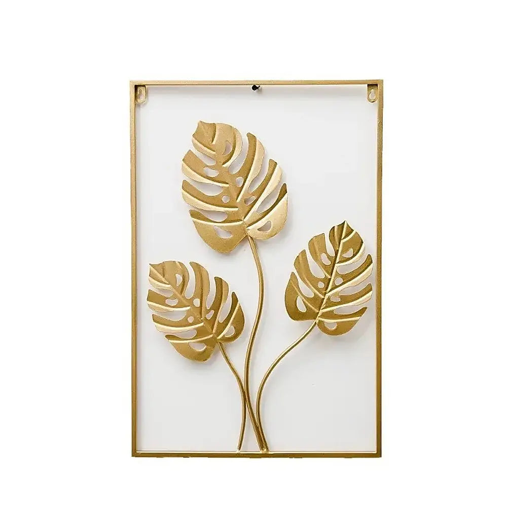 Metal Wall Picture with Leaves 40 x 60 cm Golden Decoration - Home & Garden > Wall Art