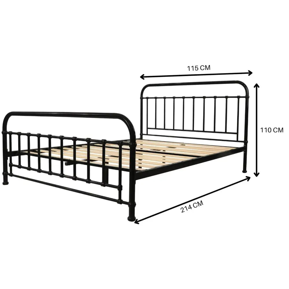 Metallica King Single Bed Size Metal Frame Platform Mattress Base - Black - Furniture > Bedroom