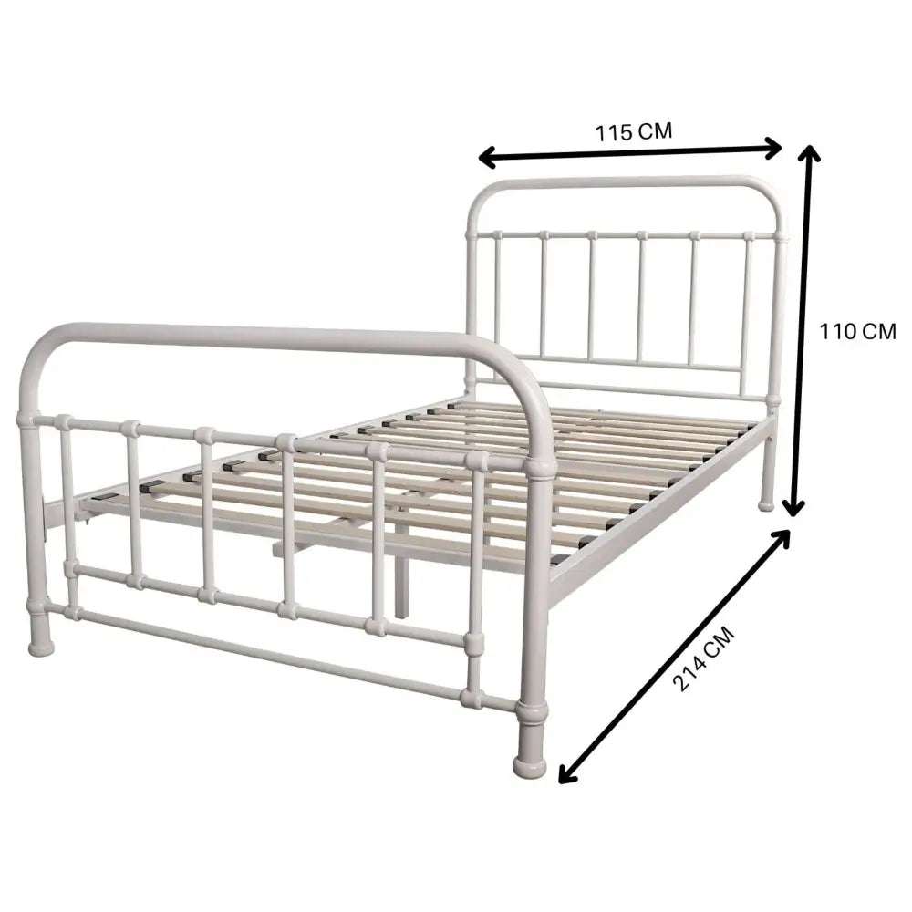 Metallica King Single Bed Size Metal Frame Platform Mattress Base - White - Furniture > Bedroom