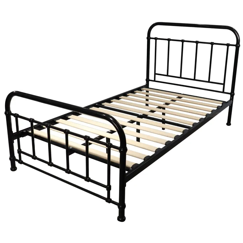 Metallica King Single Bed Size Metal Frame Platform Mattress Base - Black - Furniture > Bedroom