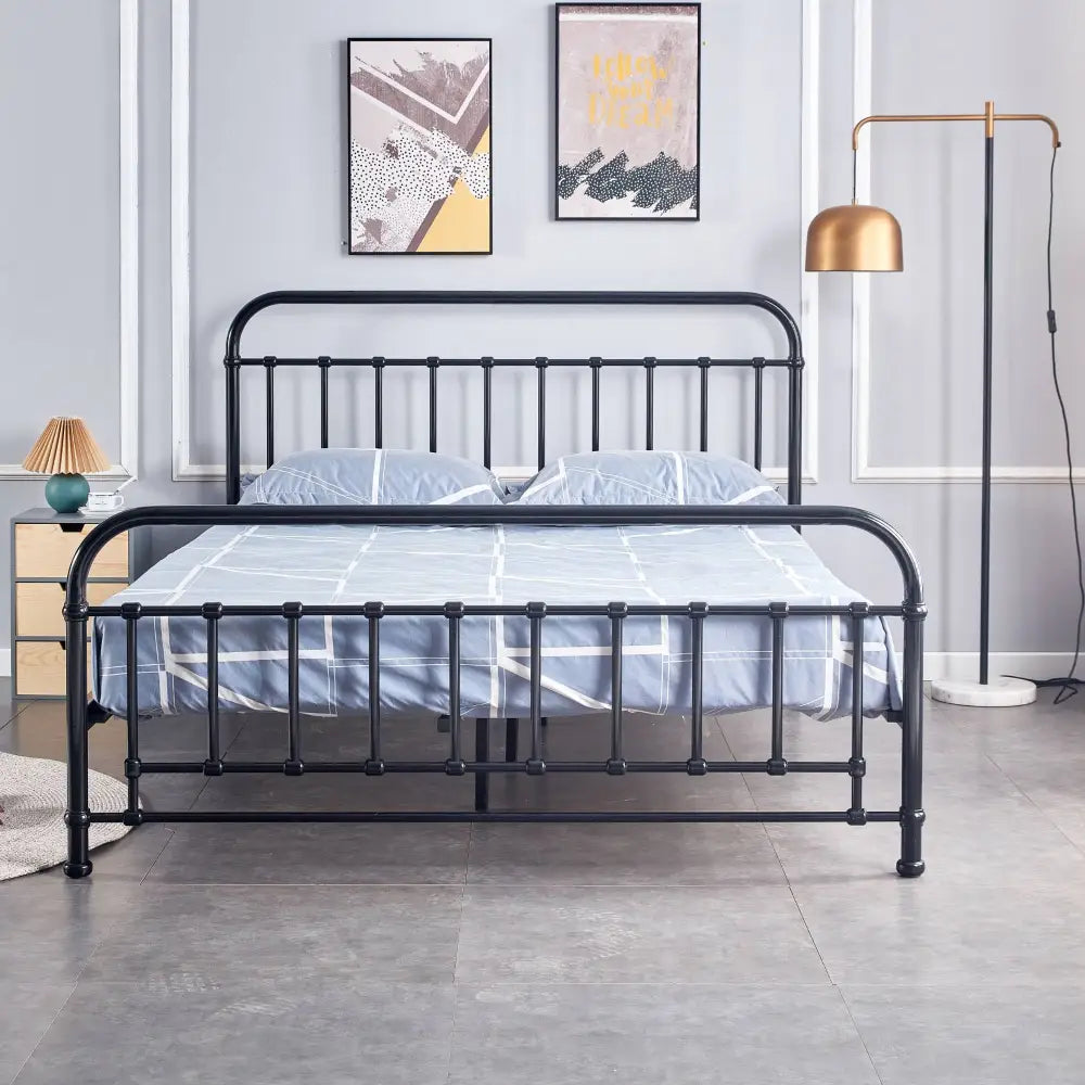 Metallica King Single Bed Size Metal Frame Platform Mattress Base - Black - Furniture > Bedroom