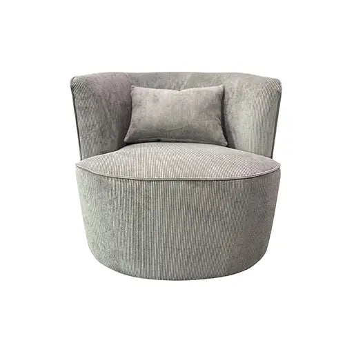 Miami Arm Chair Grey Fabric Upholstery Stripe Design Wooden Structure Rotating Metal Chassis - Furniture > Dining
