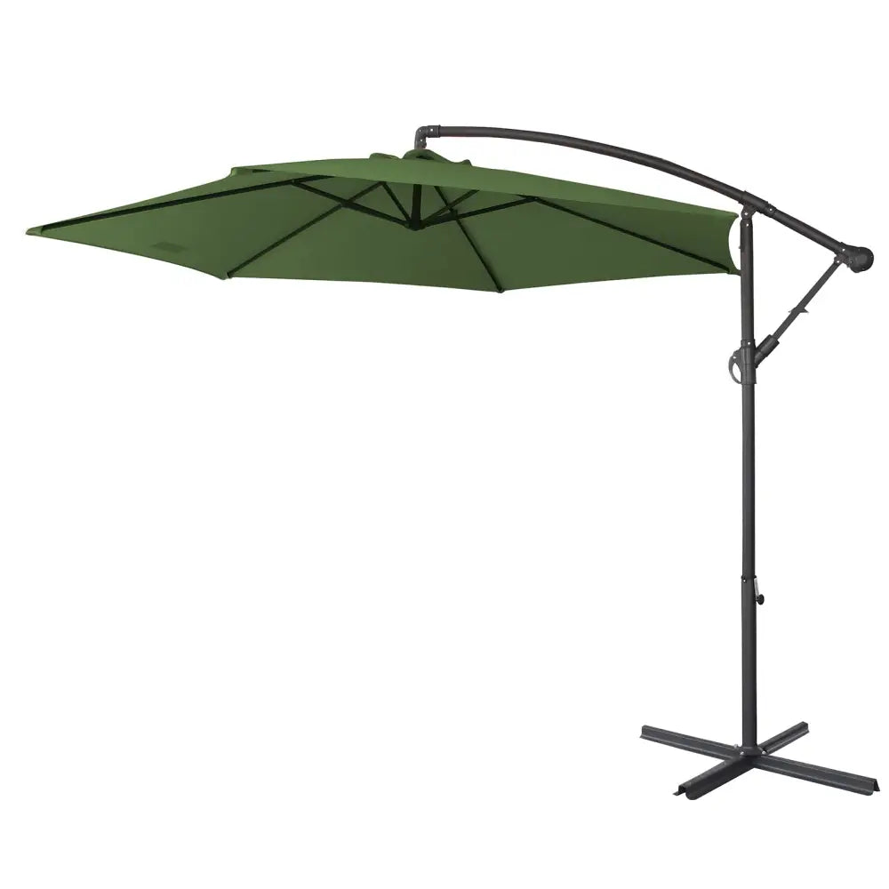 Milano 3M Outdoor Umbrella Cantilever With Protective Cover Patio Garden Shade - Green - Furniture > Outdoor > Outdoor
