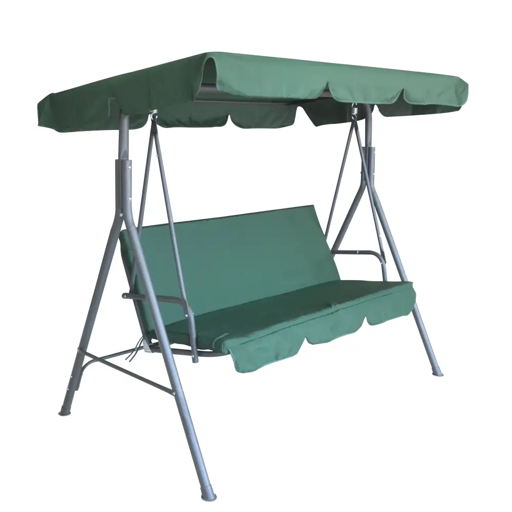 Milano Outdoor Swing Bench Seat Chair Canopy Furniture 3 Seater Garden Hammock - Dark Green - Furniture > Outdoor