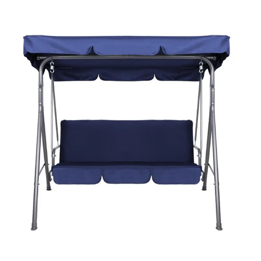 Milano Outdoor Swing Bench Seat Chair Canopy Furniture 3 Seater Garden Hammock - Dark Blue - Home & Garden > Garden