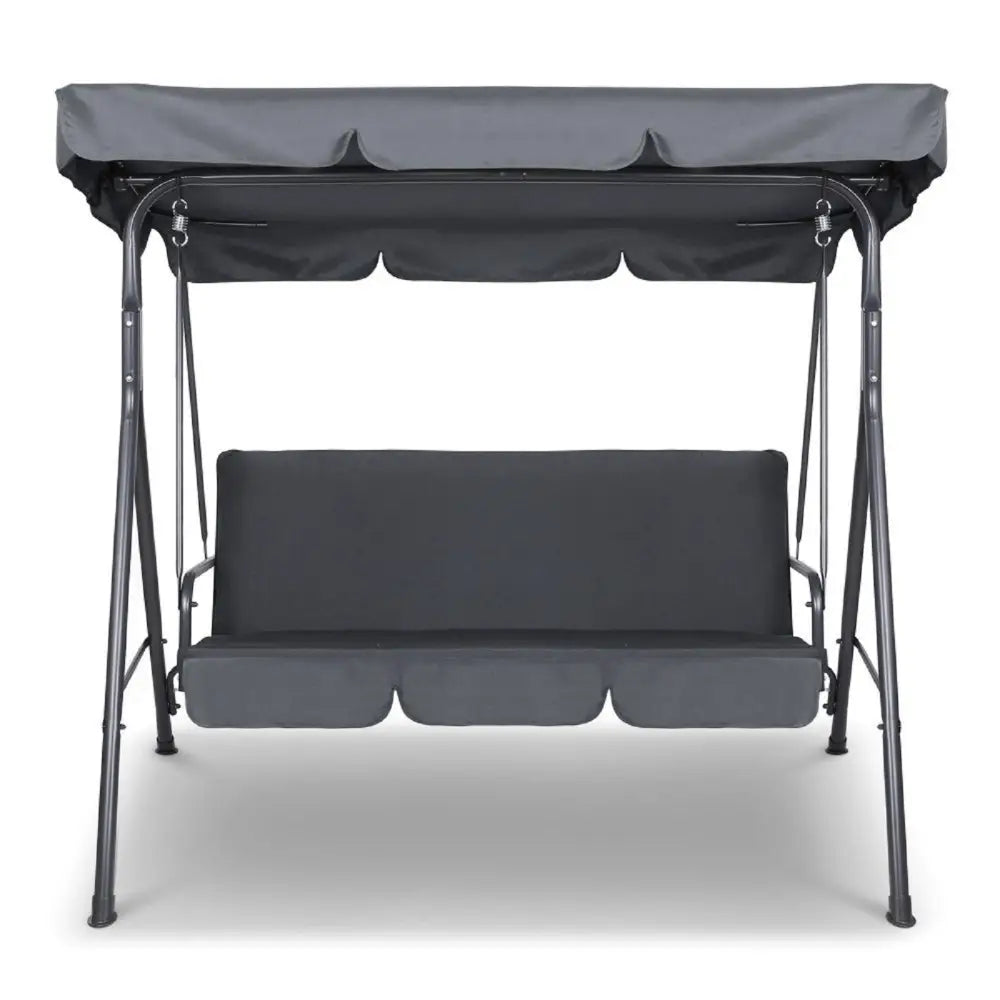 Milano Outdoor Swing Bench Seat Chair Canopy Furniture 3 Seater Garden Hammock - Grey - Furniture > Outdoor