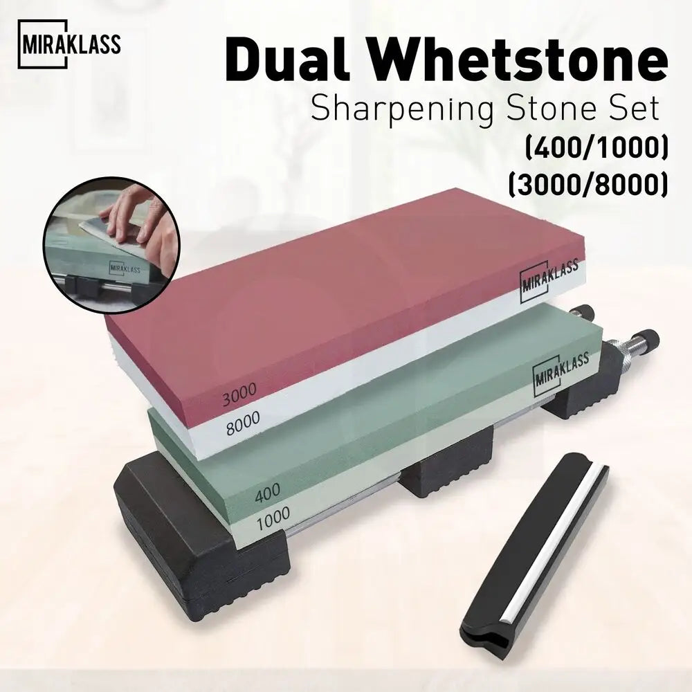 Miraklass Sharpening Stone Set (400/1000 + 3000/8000 Grit) MK-WS-100-RL - Home & Garden > Kitchenware