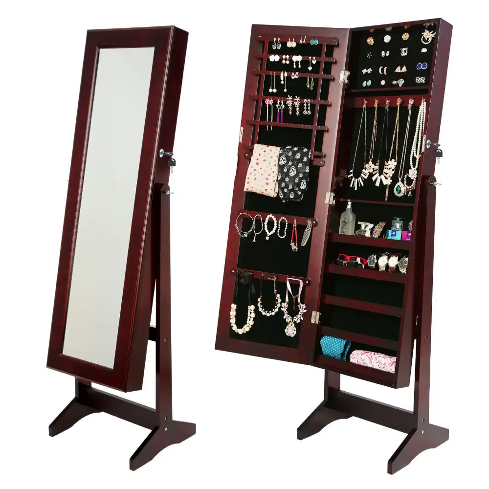 Mirror Jewellery Cabinet Storage Organiser LUVO 146cm WALNUT - Health & Beauty > Cosmetic Storage > Makeup Organisation