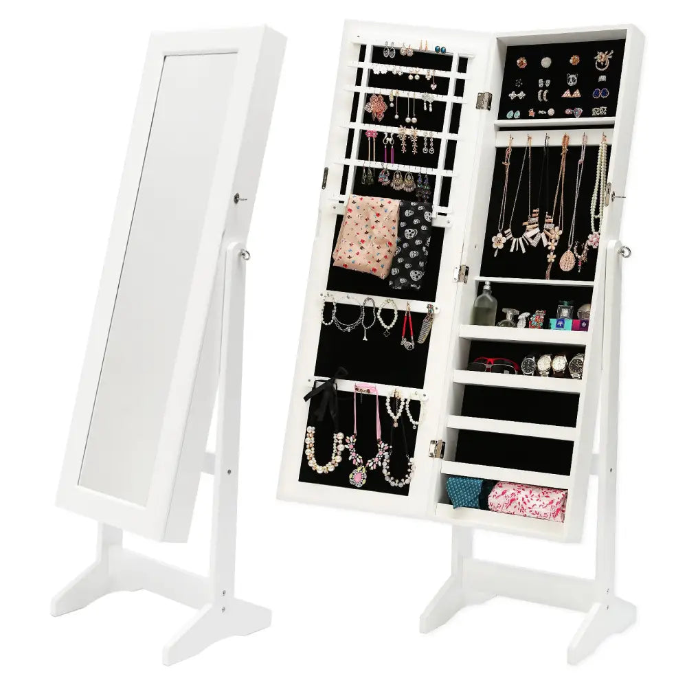 Mirror Jewellery Cabinet Storage Organiser LUVO 146cm WHITE - Health & Beauty > Cosmetic Storage > Makeup Organisation