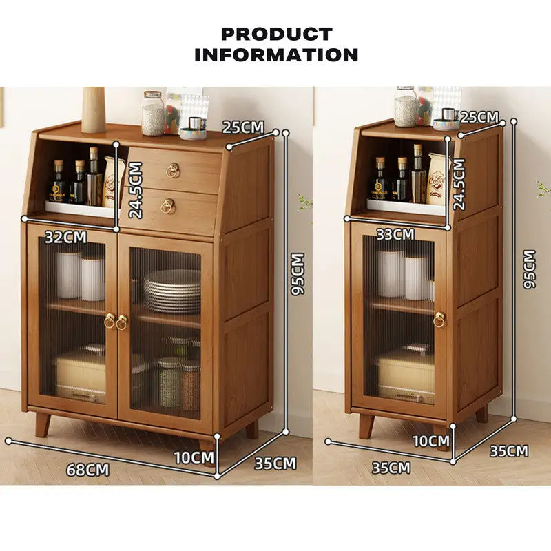 Modern Bamboo Kitchen Sideboard Storage Cabinet Cupboard Tea Cabinet - Furniture > Office > Storage Cabinets