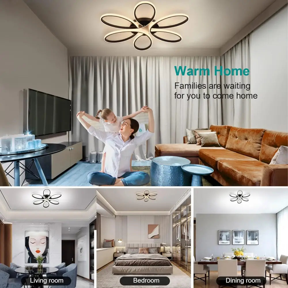 Modern LED Chandelier Light Fixture Dimmable Remote (75 cm) - Home & Garden > Lighting