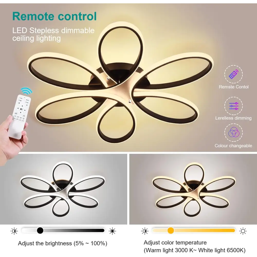 Modern LED Chandelier Light Fixture Dimmable Remote (75 cm) - Home & Garden > Lighting