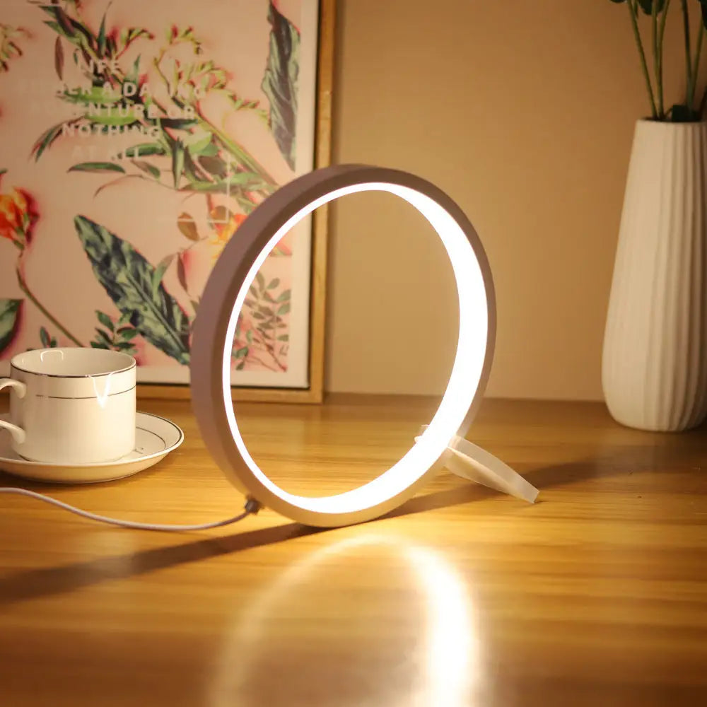 Modern LED Ring Desk Lamp - USB Powered 3 Color Modes Dimmable - Home & Garden > Lighting > Night Lights & Ambient