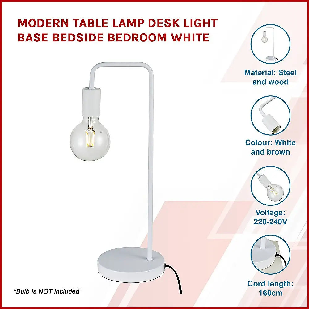 Modern Table lamp Desk Light Base Bedside Bedroom White - Home & Garden > Lighting