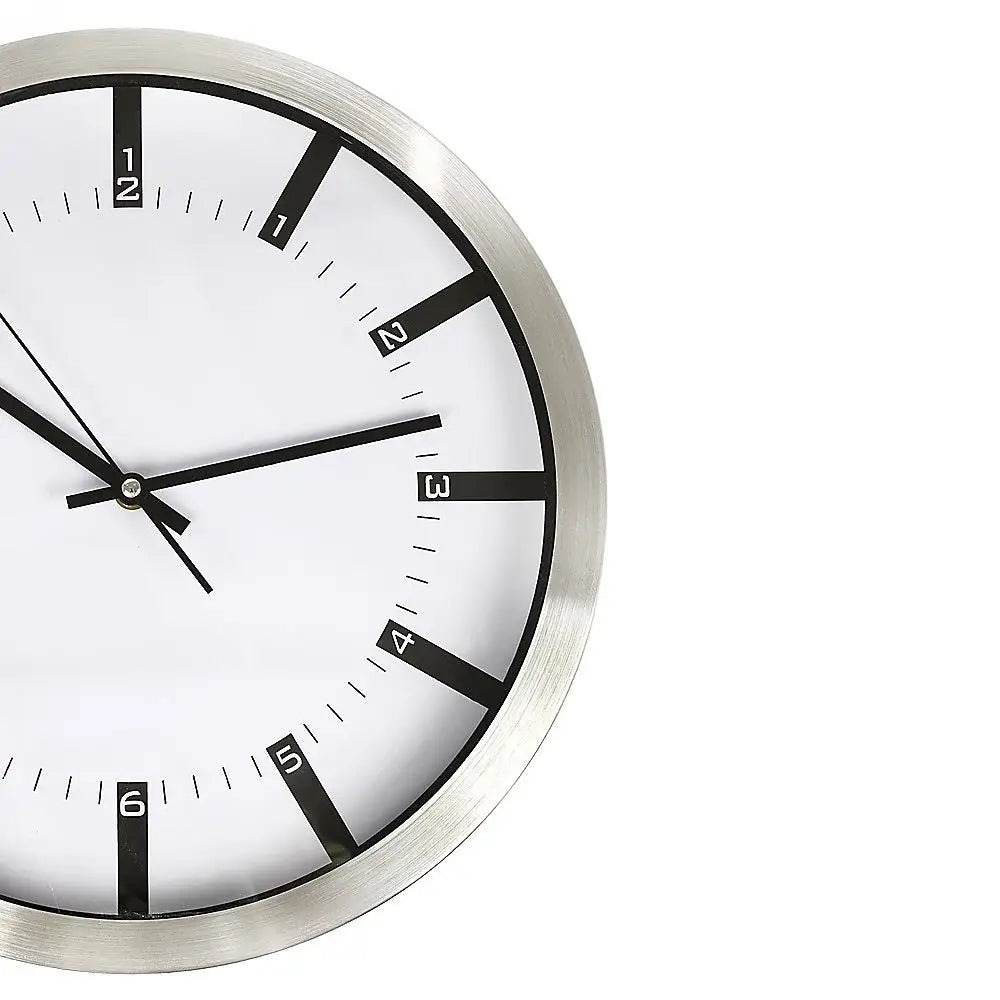 Modern Wall Clock Silent Non-Ticking Quartz Battery Operated Stainless Steel - Home & Garden > Decor