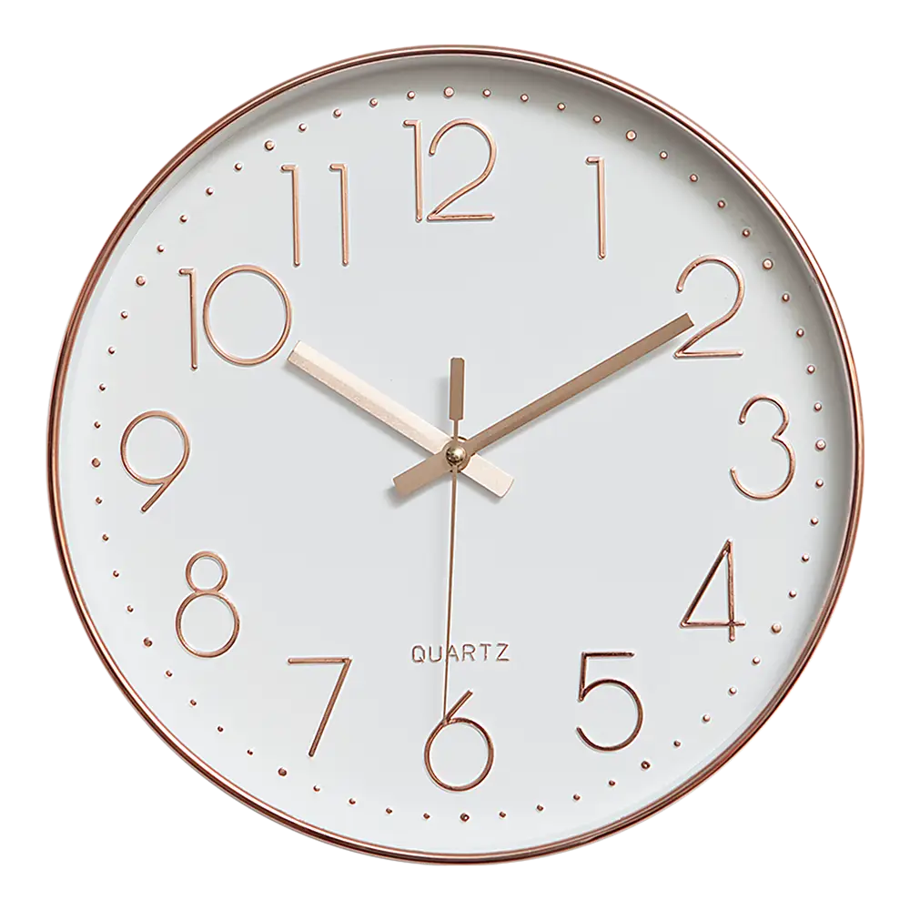 Modern Wall Clock Silent Non-Ticking Quartz Battery Operated Rose Gold - Home & Garden > Decor